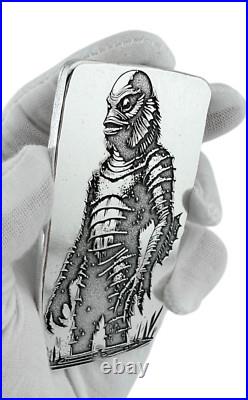 10 ozt 999 Fine Silver Art Bar- Creature from the Black Lagoon ADAMO TECHNE