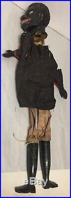 ANTIQUE CARVED PAINTED WOODEN HAND PUPPET DOLL BLACK MAN HEAD from PUNCH & JUDY