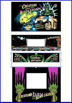Arcade1up Pinball decal wrap 8 Piece set Creature from the black lagoon