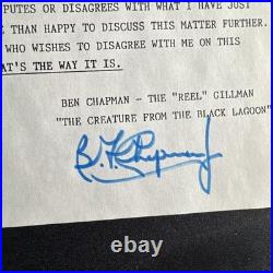 Ben Chapman Signed Creature from the Black Lagoon 3 Autographs Contracts & Bill