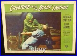 CR4EATURE FROM THE BLACK LAGOON orig 1954 Lobby Cd #5 creature attacks! Look