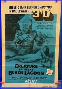 CREATURE FROM THE BLACK LAGOON 3D Original 1972 One Sheet Poster With FREE SHIP
