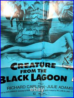 CREATURE FROM THE BLACK LAGOON original 1972 one sheet movie poster JULIE ADAMS
