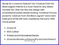 Cakeworthy Universal Monsters Creature From the Black Lagoon Flannel Shirt L-2XL
