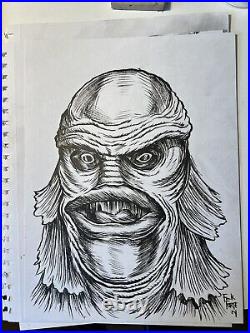 Creature From The Black Lagoon NEW Horror Original drawing By Frank Forte RARE