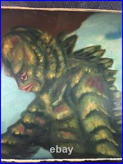 Creature From The Black Lagoon Oil Painting 12x 14 Signed to Forrest Ackerman