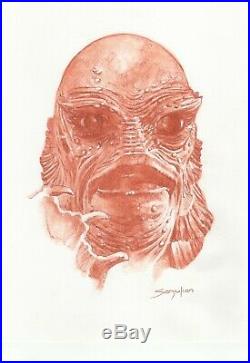 Creature From The Black Lagoon- Original Sanguine Drawing- Sanjulian hand signed