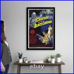 Creature From The Black Lagoon Vintage Black Framed Wall Art Print, Movie Home