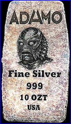 Creature From the Black Lagoon 10 Troy Ounce. 999 Fine Silver Aged