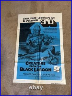 Creature From the Black Lagoon 1972 3-D Re-release Original Movie Poster 27x41