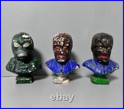 Famous Monsters Plaster Cast Bust Wolfman & Creature From Black Lagoon VTG RAPCO
