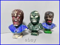 Famous Monsters Plaster Cast Bust Wolfman & Creature From Black Lagoon VTG RAPCO