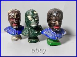 Famous Monsters Plaster Cast Bust Wolfman & Creature From Black Lagoon VTG RAPCO