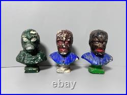 Famous Monsters Plaster Cast Bust Wolfman & Creature From Black Lagoon VTG RAPCO