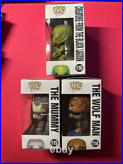 Funko Pop! Creature From the Black Lagoon #116 The Mummy #115 Wolf Man #114 Rare