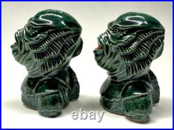 K. Francis Creature From the Black Lagoon Solid Green Salt & Pepper Shakers RARE