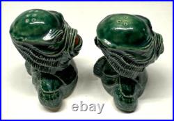 K. Francis Creature From the Black Lagoon Solid Green Salt & Pepper Shakers RARE