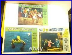 LOT CREATURE FROM THE BLACK LAGOON 3 Original 1954 Lobby Cards 11x14 AND MORE