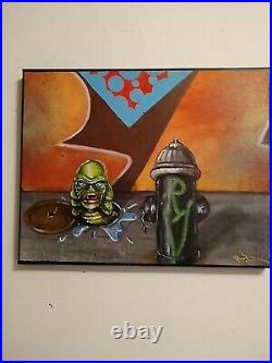Nyc Graffiti Art Canvas Painting Creature From The Black Lagoon Rd357 Hydrant