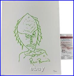 RICOU BROWNING signed & sketched Canvas The Creature from Black Lagoon JSA