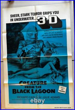 Rare! CREATURE FROM THE BLACK LAGOON original 1972 1-sheet poster JULIE ADAMS