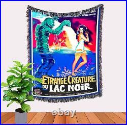 Retro B Grade Horro Movie Poster Creature From The Black Lagoon Woven Blanket