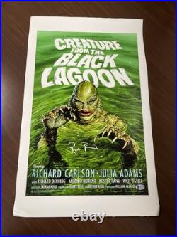 Ricou Browning Signed 15x24 Canvas Creature From The Black Lagoon Horror Beckett