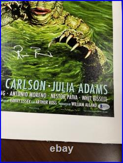 Ricou Browning Signed 15x24 Canvas Creature From The Black Lagoon Horror Beckett
