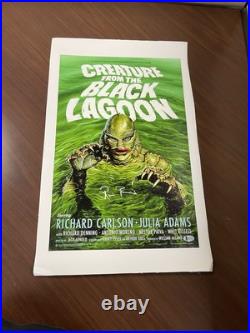 Ricou Browning Signed 15x24 Canvas Creature From The Black Lagoon Horror Beckett
