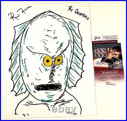 Ricou Browning Signed 8.5x11 Art Sketch, The Creature from Black Lagoon, JSA COA
