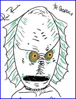 Ricou Browning Signed 8.5x11 Art Sketch, The Creature from Black Lagoon, JSA COA