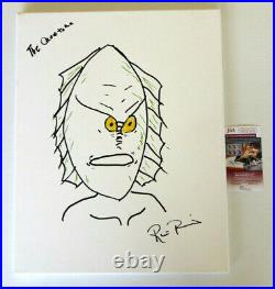 Ricou Browning Signed Original Canvas Sketch, Creature from Black Lagoon JSA COA