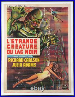 THE CREATURE FROM THE BLACK LAGOON HORROR FRENCH 23x31 LINENBACKED