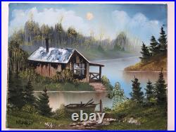 Upcycled Original Thrift Store Oil Painting. With Creature From the Black Lagoon