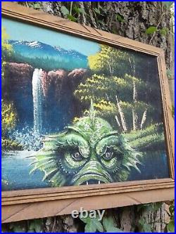 VTG 1970s Velvet Painting The Creature From The Black Lagoon OOAK 1 of 1 Custom