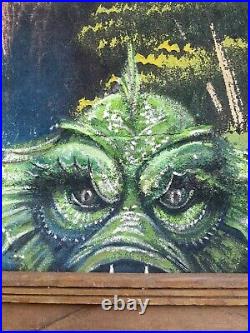 VTG 1970s Velvet Painting The Creature From The Black Lagoon OOAK 1 of 1 Custom