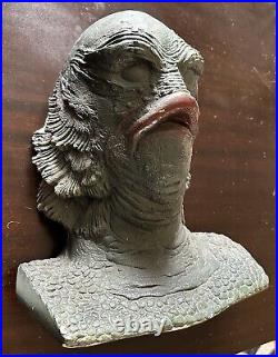 Vintage Creature From The Black Lagoon Head Figure Plaster Form Signed Large