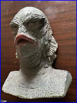 Vintage Creature From The Black Lagoon Head Figure Plaster Form Signed Large