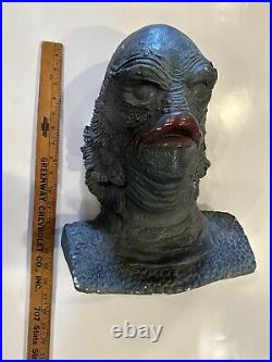 Vintage Creature From The Black Lagoon Head Figure Plaster Form Signed Large