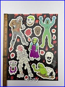 Vintage Monster Stickers Glow in the dark Creature From Black Lagoon Wolfman +