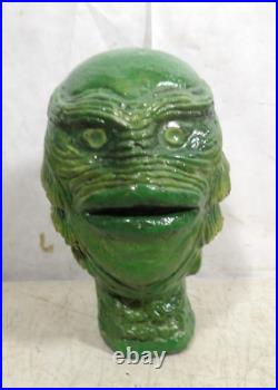 Vintage Solid Chalkware Plaster Creature From The Black Lagoon Head Figure OOAK